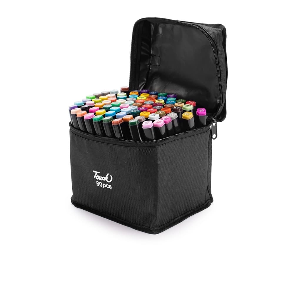 KIT CANETAS MARCADORAS PONTAS DUPLAS COM 80 CORES